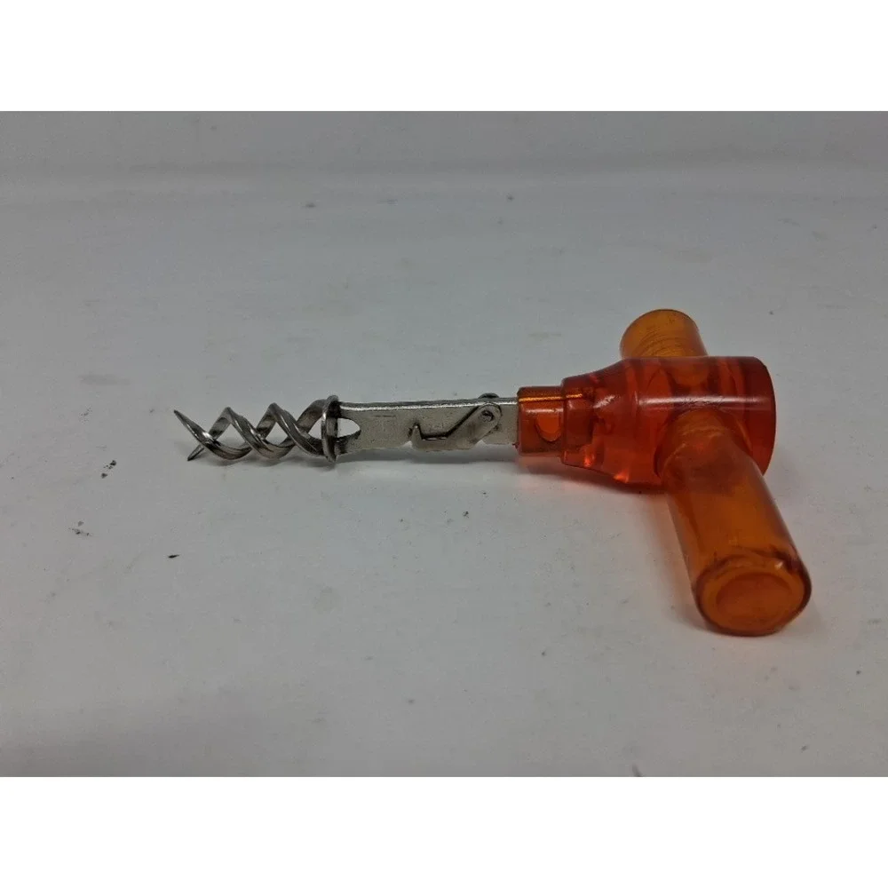 VTG Amber Plastic T-Handle Corkscrew Made in Italy Wine Opener Portable MCM. U